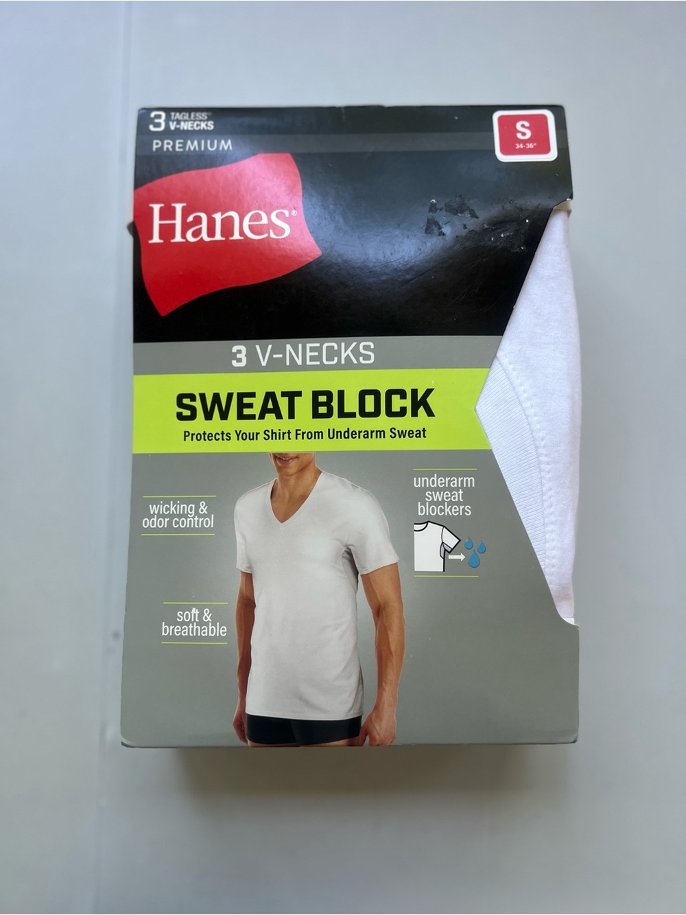 Hanes Men's Sweat Block V-Neck Undershirts – White (3 Pack)